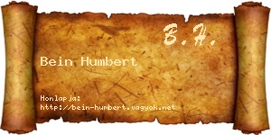 Bein Humbert névjegykártya